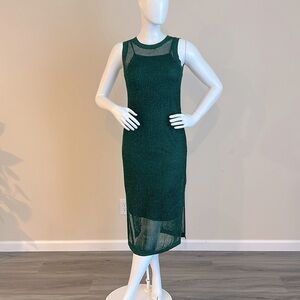NWOT A New Day Women's Open Work Sweater Tank Sheer Knit Midi Dress Green.